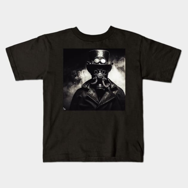 Steam Punk Devilish Man wearing Top Hat and Goggles Kids T-Shirt by rgrayling